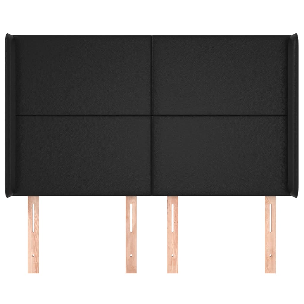 vidaXL Hoofdbord met randen 147x16x118/128 cm kunstleer zwart afbeelding