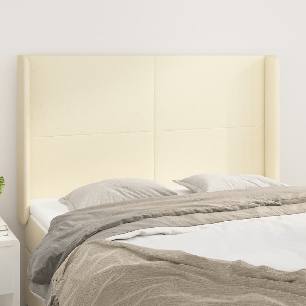 vidaXL Tăblie de pat cu aripioare, crem, 147x16x118/128 cm, piele eco