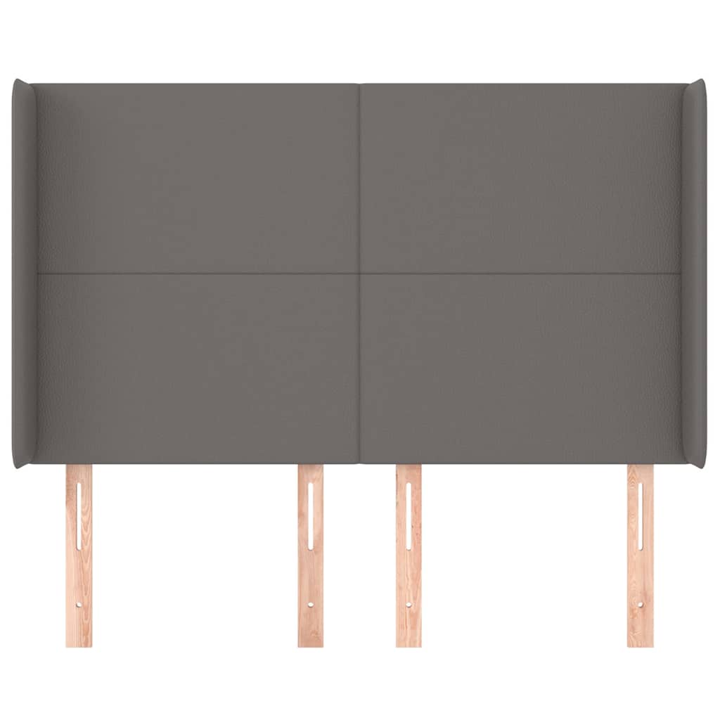 vidaXL Hoofdbord met randen 147x16x118/128 cm kunstleer grijs, foto 2
