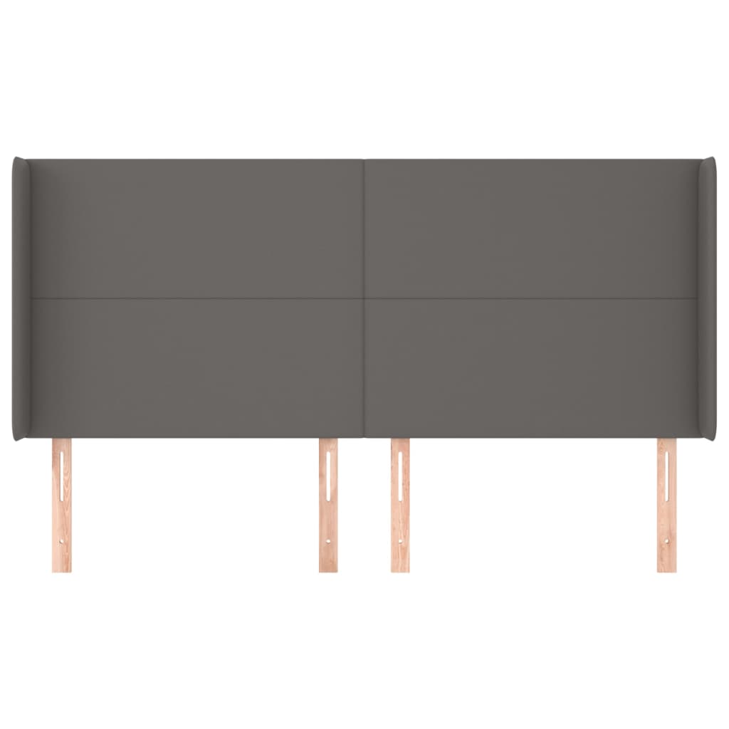 vidaXL Hoofdbord met randen 163x16x118/128 cm kunstleer grijs afbeelding