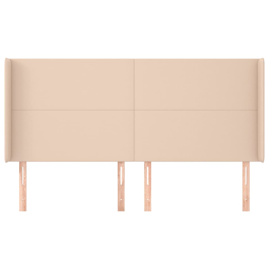 vidaXL Hoofdbord met randen 183x16x118/128cm kunstleer cappuccinokleur afbeelding