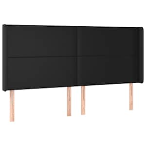 Čelo postele typu ušák černé 203x16x118/128 cm umělá kůže - obrázek 2
