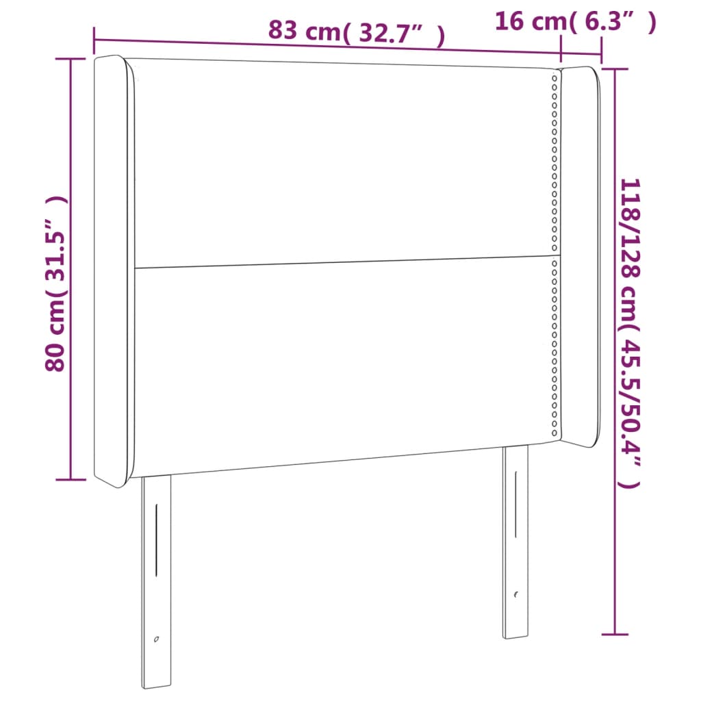 Vzglavje z ušesi taupe 83x16x118/128 cm blago