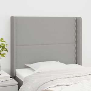 Čelo postele typu ušák světle šedé 93x16x118/128 cm textil - obrázek 1