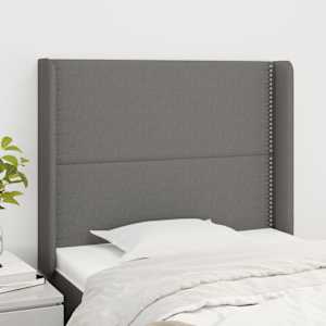Čelo postele typu ušák tmavě šedé 93x16x118/128 cm textil - obrázek 1