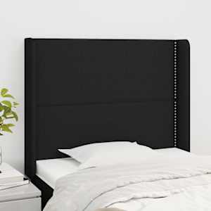Čelo postele typu ušák černé 93x16x118/128 cm textil - obrázek 1