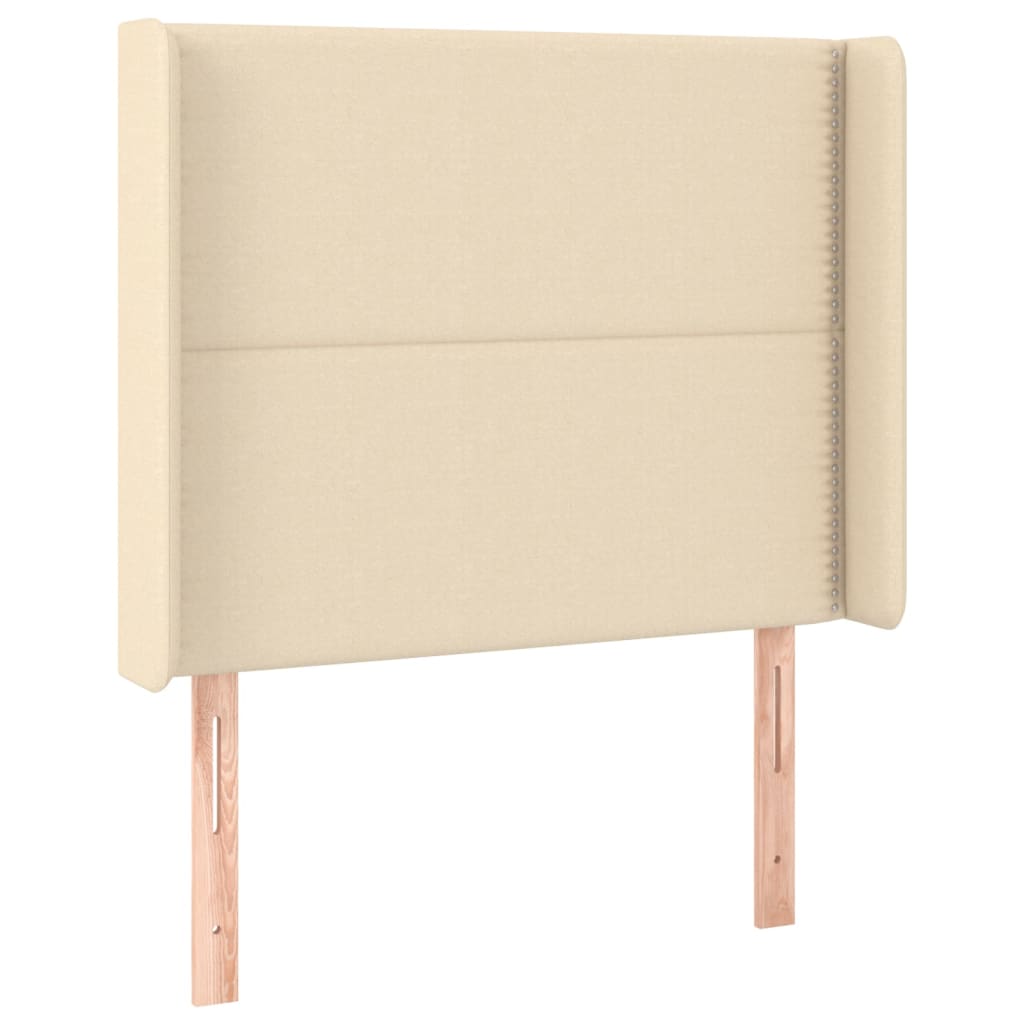 vidaXL Čelo postele typu ušák krémové 93x16x118/128 cm textil