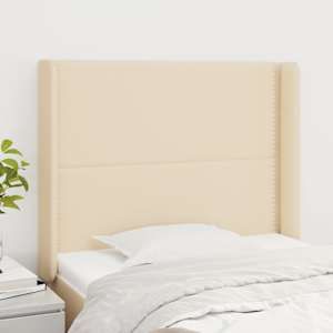 Čelo postele typu ušák krémové 93x16x118/128 cm textil - obrázek 1