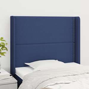 Čelo postele typu ušák modré 93x16x118/128 cm textil - obrázek 1