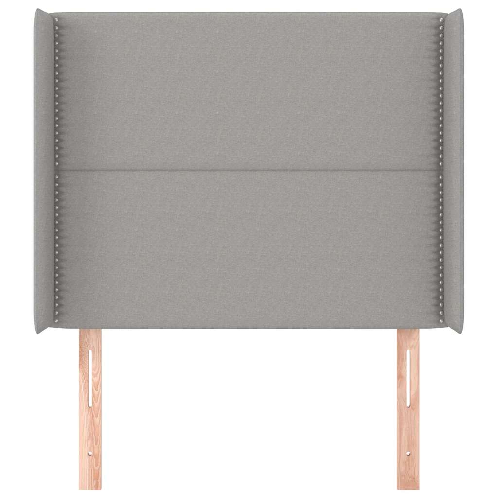 vidaXL Hoofdbord met randen 103x16x118/128 cm stof lichtgrijs grijs, foto 2