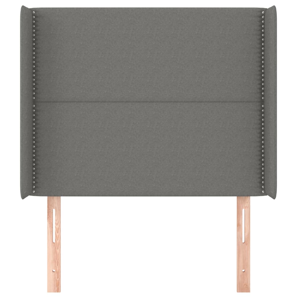 vidaXL Hoofdbord met randen 103x16x118/128 cm stof donkergrijs afbeelding