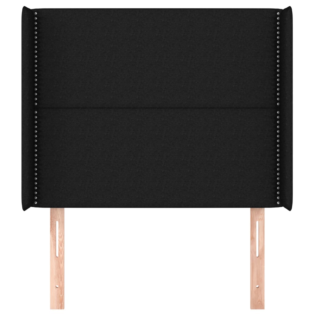 vidaXL Hoofdbord met randen 103x16x118/128 cm stof zwart afbeelding