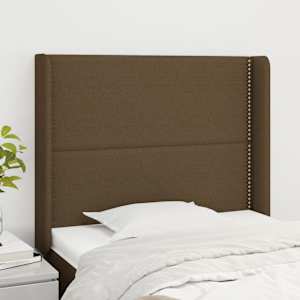 Čelo postele typu ušák tmavě hnědé 103x16x118/128 cm textil - obrázek 1