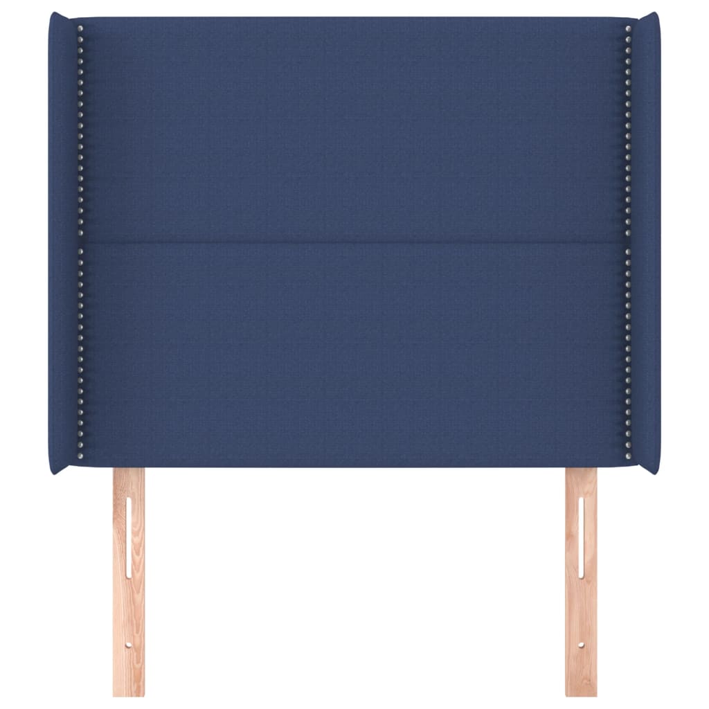 vidaXL Hoofdbord met randen 103x16x118/128 cm stof blauw afbeelding