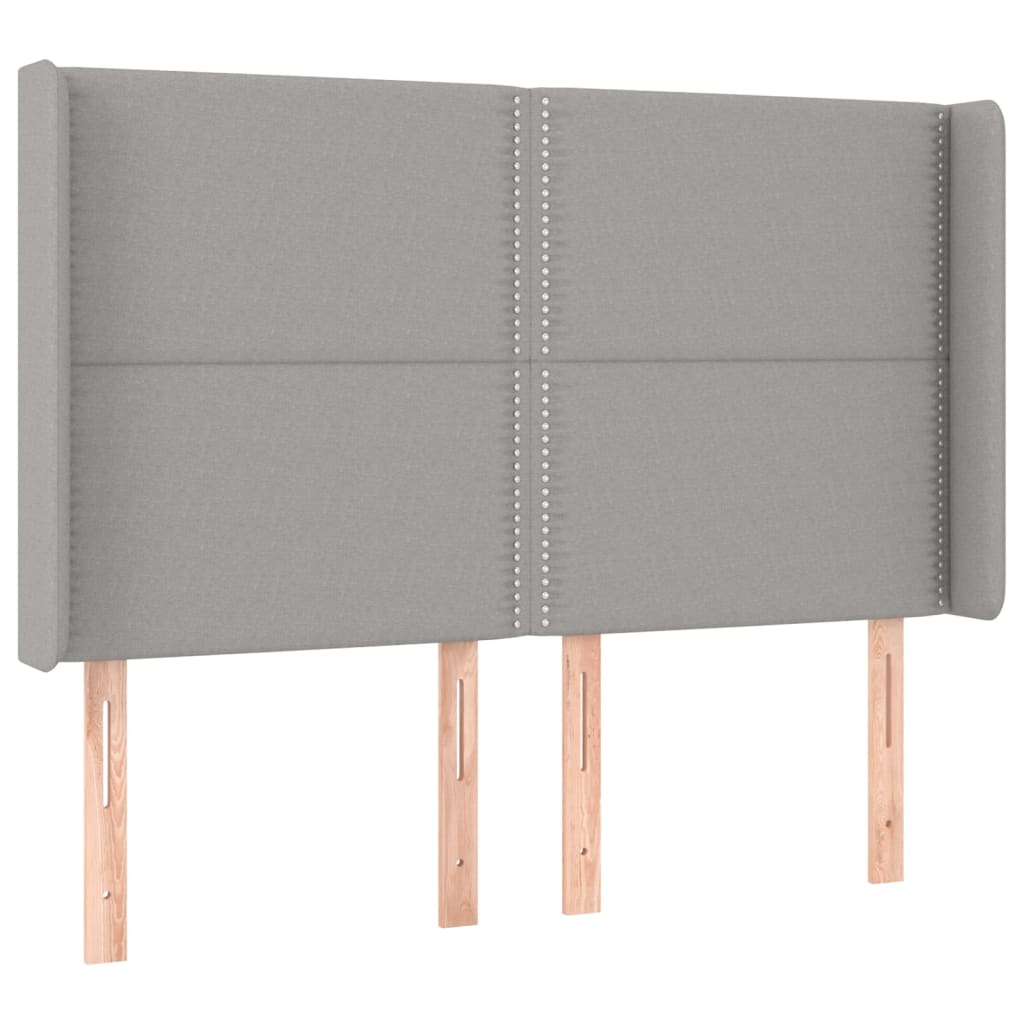 vidaXL Čelo postele typu ušák světle šedé 147x16x118/128 cm textil