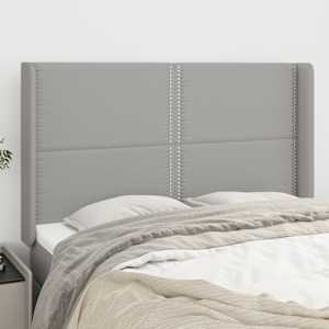 Čelo postele typu ušák světle šedé 147x16x118/128 cm textil - obrázek 1