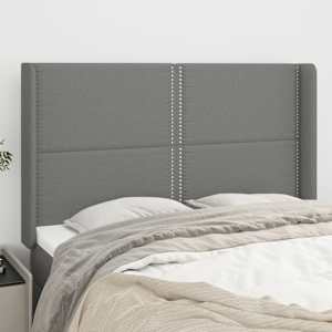 Čelo postele typu ušák tmavě šedé 147x16x118/128 cm textil - obrázek 1