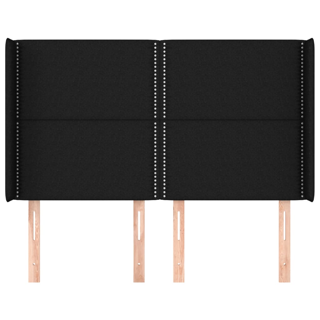 vidaXL Hoofdbord met randen 147x16x118/128 cm stof zwart afbeelding