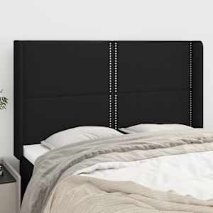 Čelo postele typu ušák černé 147x16x118/128 cm textil - obrázek 1