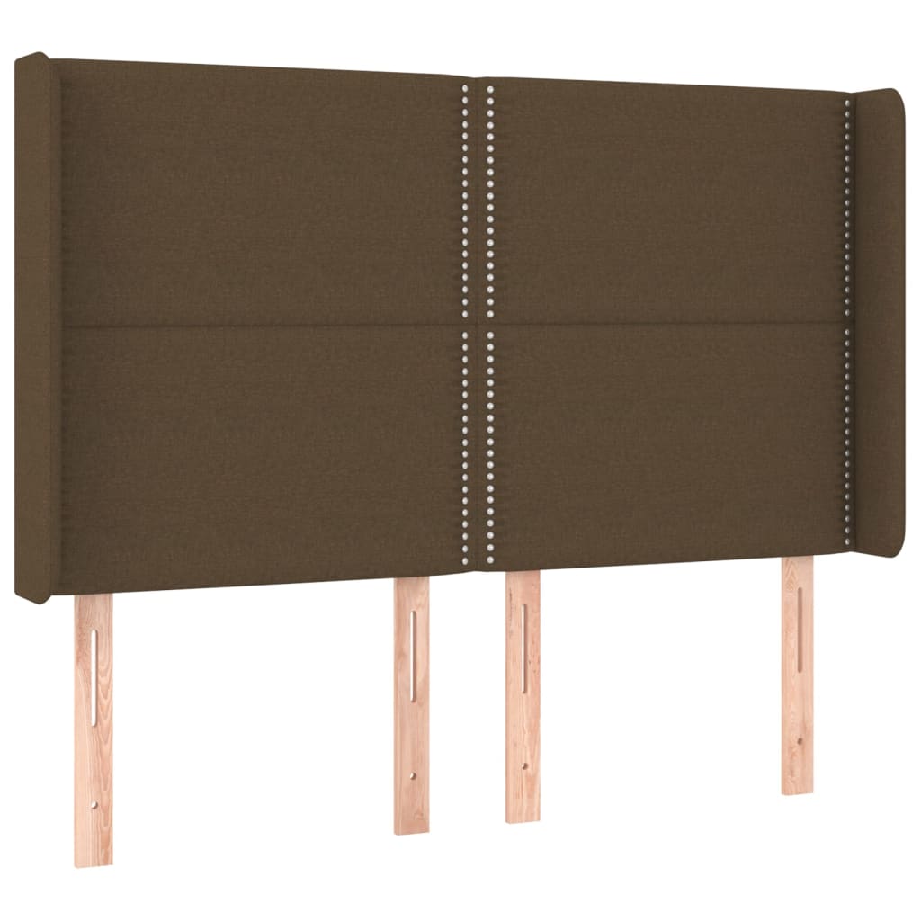 vidaXL Čelo postele typu ušák tmavě hnědé 147x16x118/128 cm textil