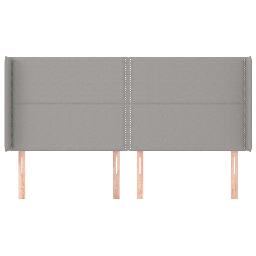 vidaXL Hoofdbord met randen 163x16x118/128 cm stof lichtgrijs afbeelding