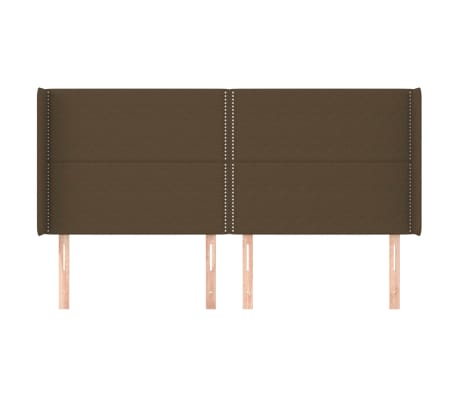 vidaXL T&ecirc;te de lit avec oreilles Marron fonc&eacute; 163x16x118/128 cm Tissu