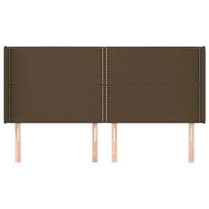 vidaXL T&ecirc;te de lit avec oreilles Marron fonc&eacute; 163x16x118/128 cm Tissu