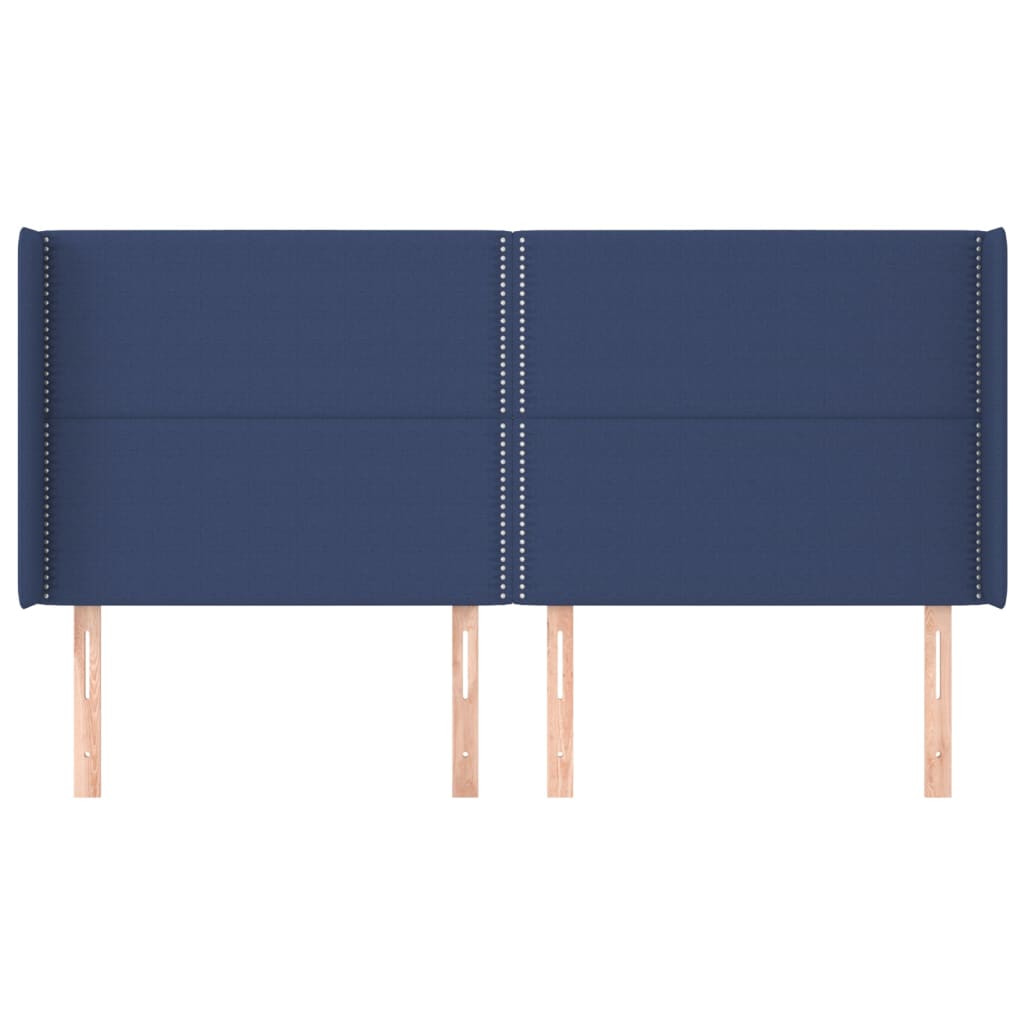 vidaXL Hoofdbord met randen 163x16x118/128 cm stof blauw afbeelding