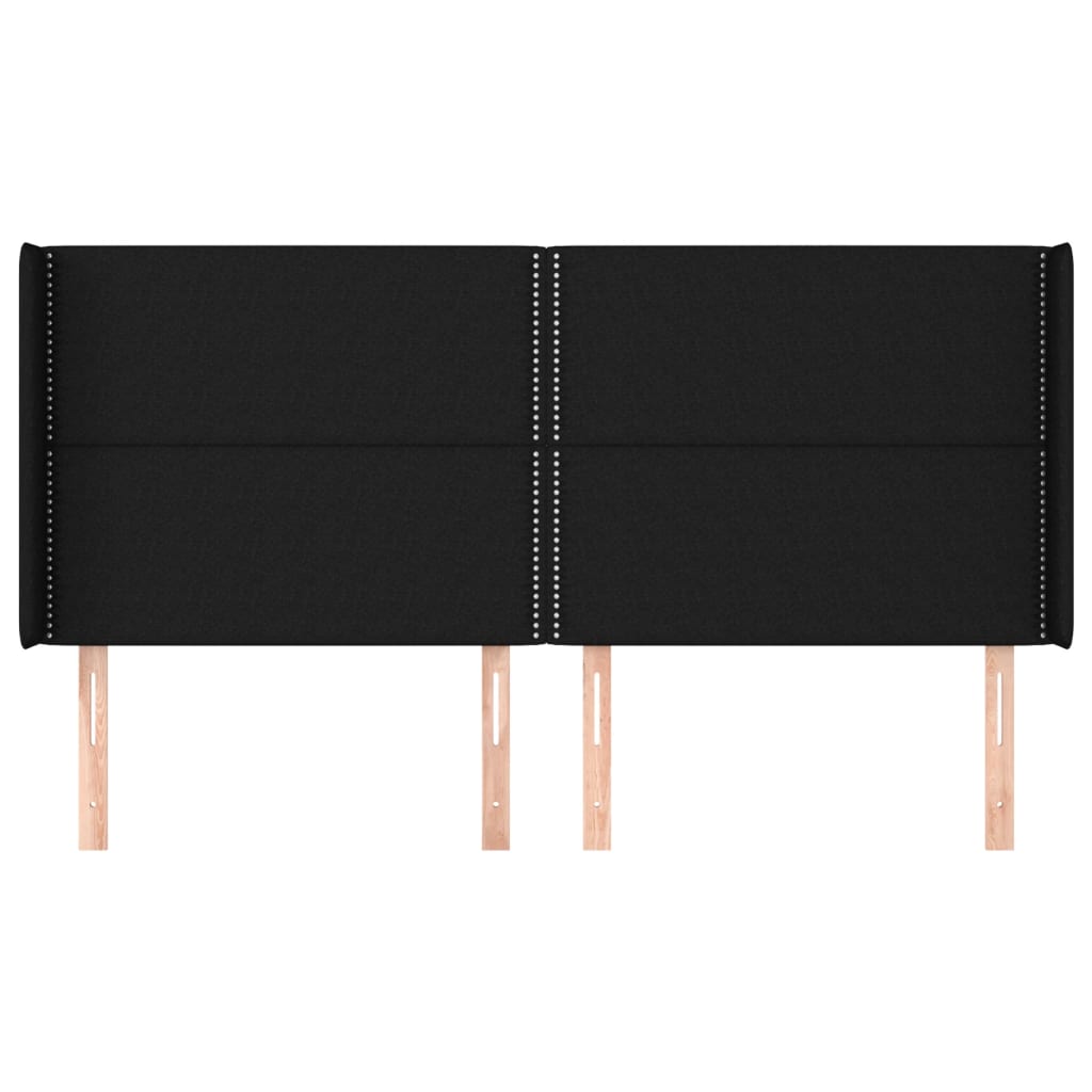 vidaXL Hoofdbord met randen 183x16x118/128 cm stof zwart afbeelding