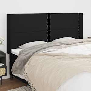 Čelo postele typu ušák černé 183x16x118/128 cm textil - obrázek 1