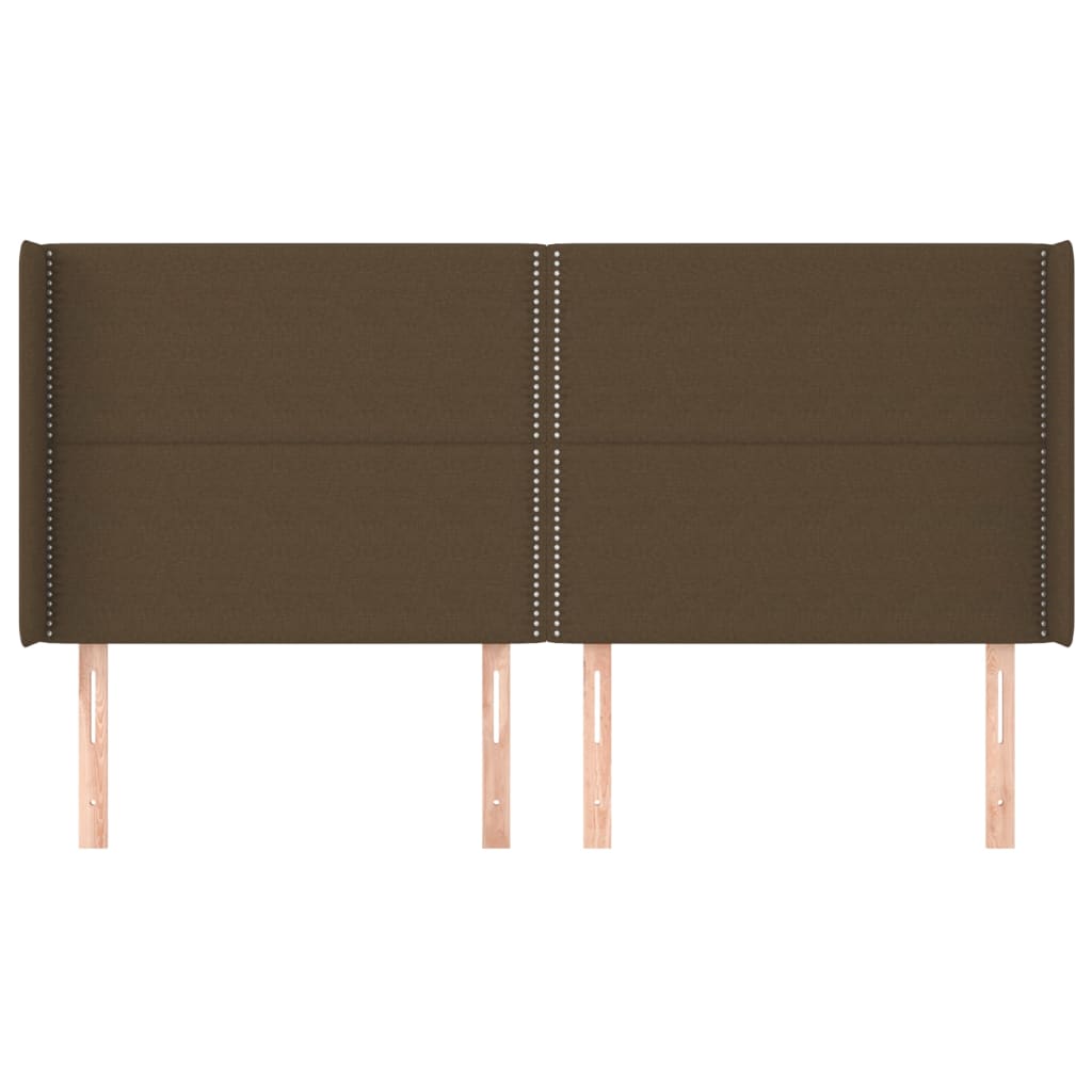 vidaXL Hoofdbord met randen 183x16x118/128 cm stof donkerbruin afbeelding