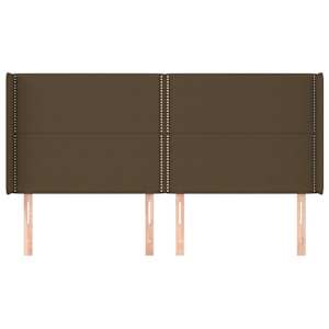 Čelo postele typu ušák tmavě hnědé 183x16x118/128 cm textil - obrázek 3