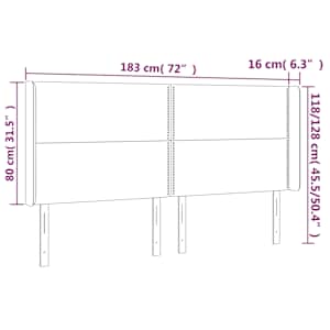 Čelo postele typu ušák tmavě hnědé 183x16x118/128 cm textil - obrázek 9