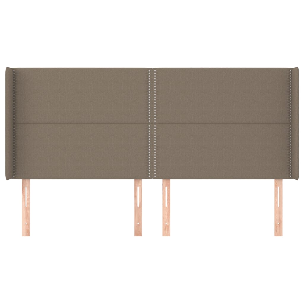 vidaXL Hoofdbord met randen 183x16x118/128 cm stof taupe afbeelding