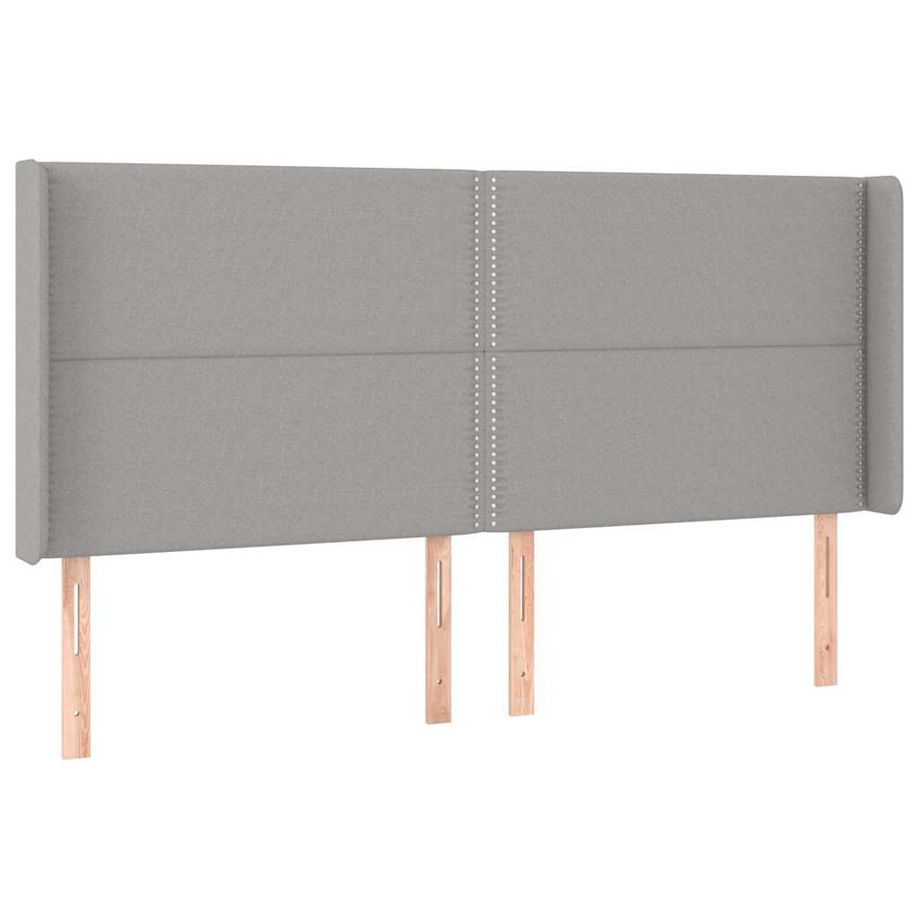 vidaXL Hoofdbord met randen 203x16x118/128 cm stof lichtgrijs grijs, foto 3