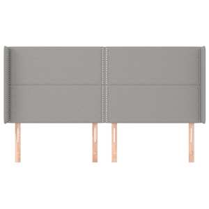 Čelo postele typu ušák světle šedé 203x16x118/128 cm textil - obrázek 3