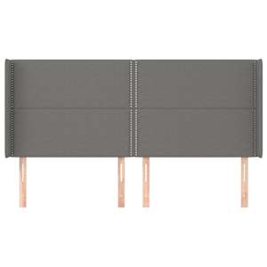 Čelo postele typu ušák tmavě šedé 203x16x118/128 cm textil - obrázek 3
