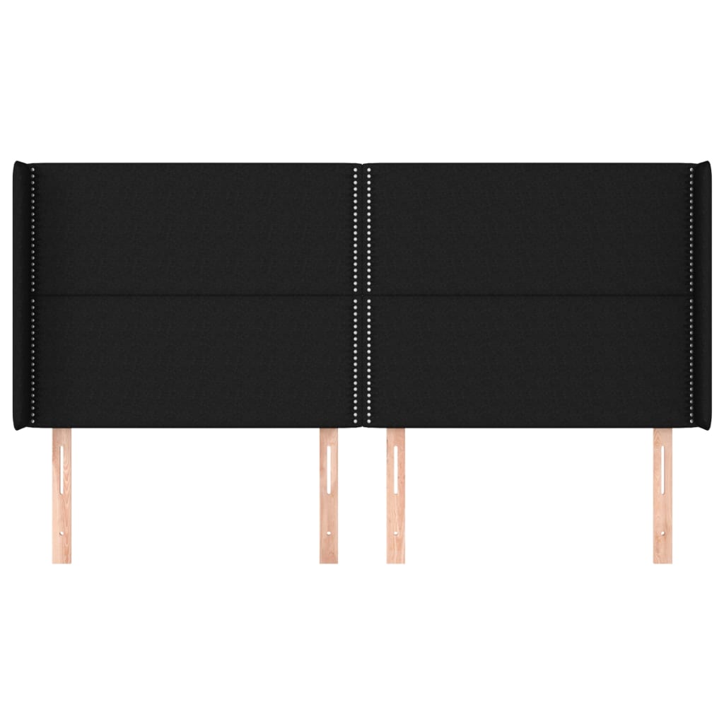 vidaXL Hoofdbord met randen 203x16x118/128 cm stof zwart afbeelding
