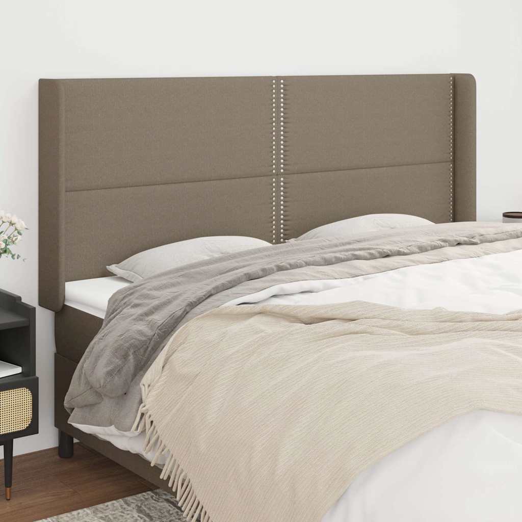 vidaXL Kopfteil mit Ohren Taupe 203x16x118/128 cm Stoff