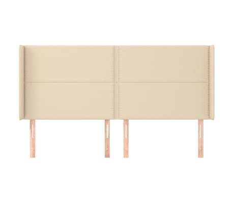vidaXL Hoofdbord met randen 203x16x118/128 cm stof cr&egrave;mekleurig