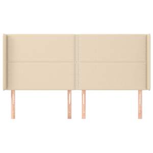 vidaXL Hoofdbord met randen 203x16x118/128 cm stof cr&egrave;mekleurig