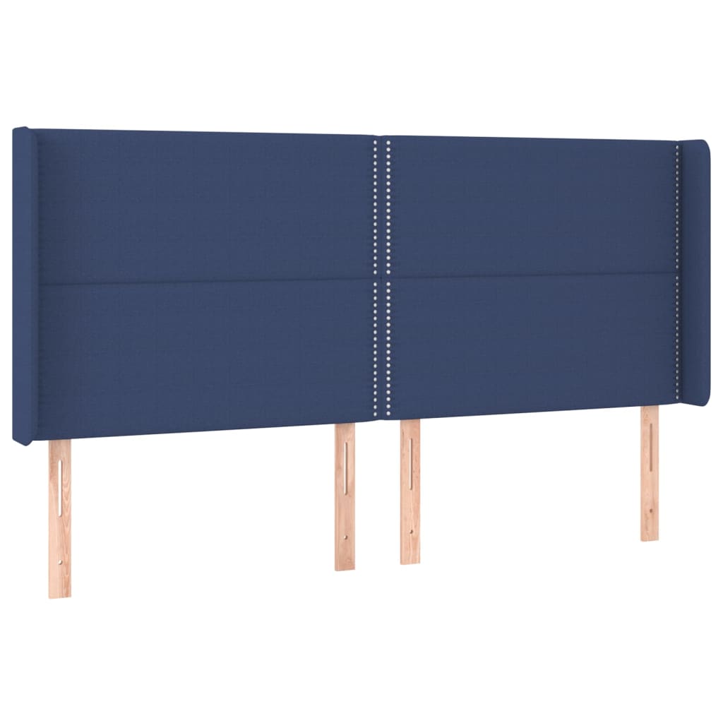 vidaXL Čelo postele typu ušák modré 203x16x118/128 cm textil