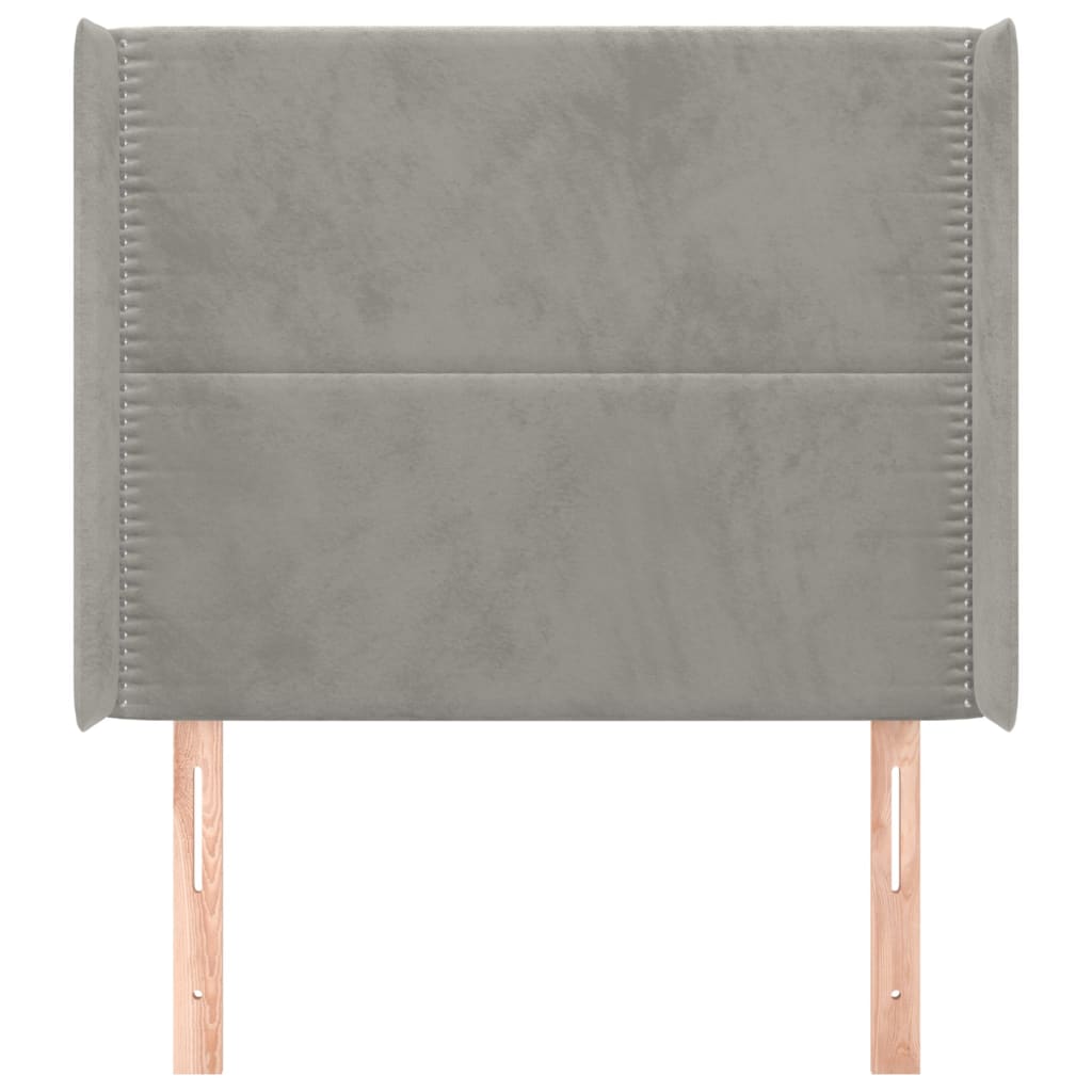 vidaXL Hoofdbord met randen 83x16x118/128 cm fluweel lichtgrijs afbeelding