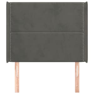 Čelo postele typu ušák tmavě šedé 83x16x118/128 cm samet - obrázek 3
