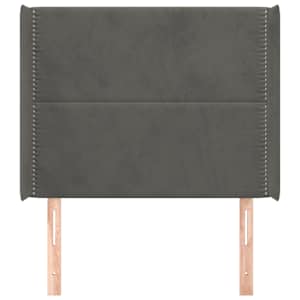 Čelo postele typu ušák tmavě šedé 93x16x118/128 cm samet - obrázek 3