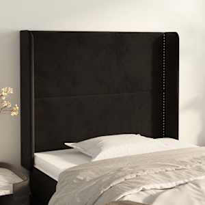 Čelo postele typu ušák černé 93x16x118/128 cm samet - obrázek 1