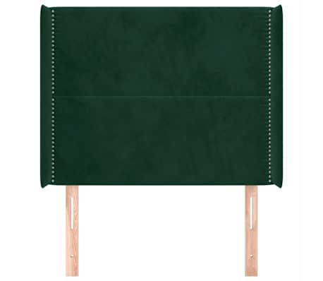 vidaXL Tăblie pat cu aripioare verde &icirc;nchis 93x16x118/128 cm catifea