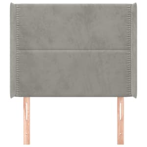 Čelo postele typu ušák světle šedé 103x16x118/128 cm samet - obrázek 3
