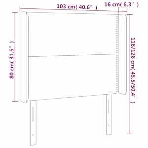Čelo postele typu ušák tmavě šedé 103x16x118/128 cm samet - obrázek 9