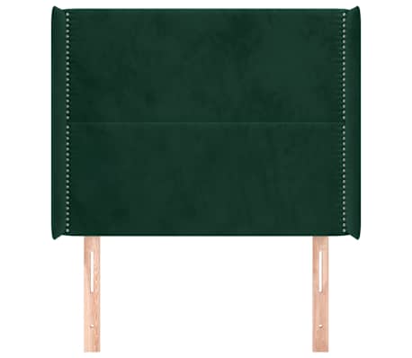 vidaXL Kopfteil mit Ohren Dunkelgr&uuml;n 103x16x118/128 cm Samt